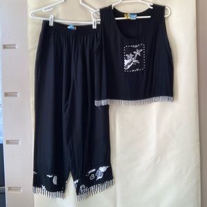Cute black tank and Capri set. Paradiso brand. Newly dry-cleaned.
